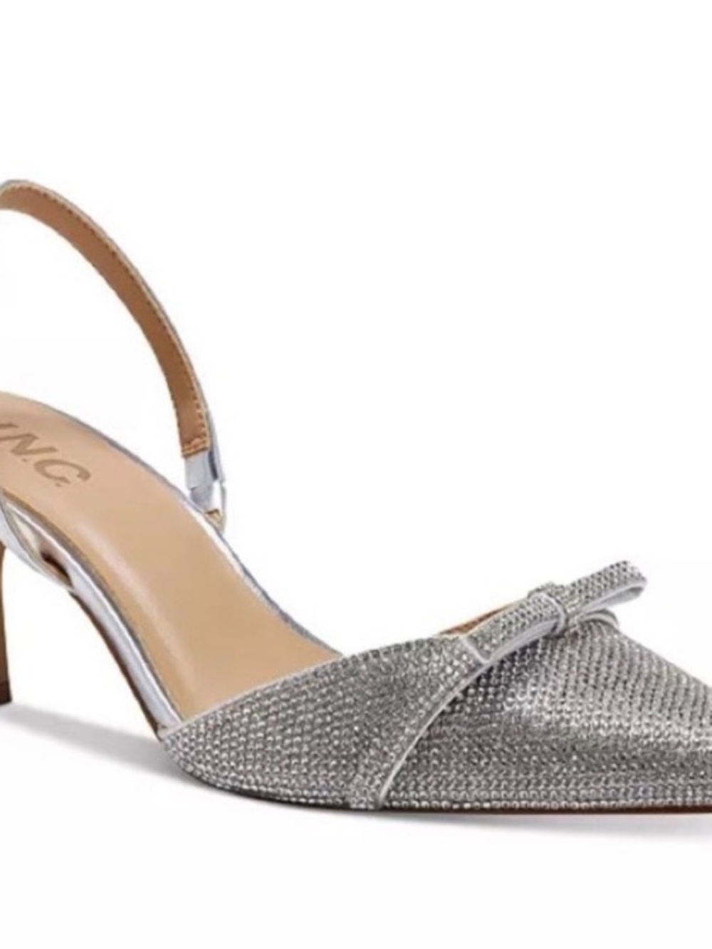 INC International Concepts Silver Crystal Slingback Pump